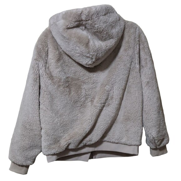 Athleta Ritual faux fur hooded sherpa bomber full zip jacket abalone beige M/L - Picture 11 of 12